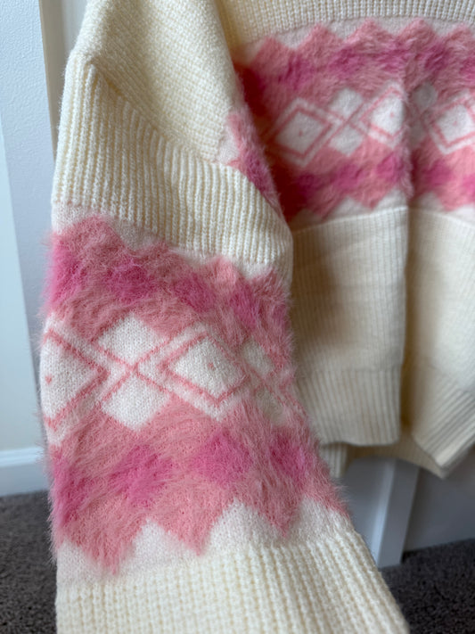 Pink Argyle Cozy Sweater