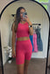 Raspberry Ribbed Tank & Biker Set