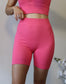 Raspberry Ribbed Tank & Biker Set